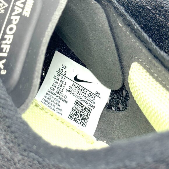 Nike Mens ZoomX Vaporfly 3 Black Olive Aura Running Shoes Sz 10.5 NEW HV6351-001 - Picture 5 of 11